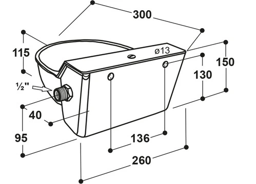 Gėrimo dubuo. Modelis 130P-H su šildomu vožtuvu, 24 V, 20 W
